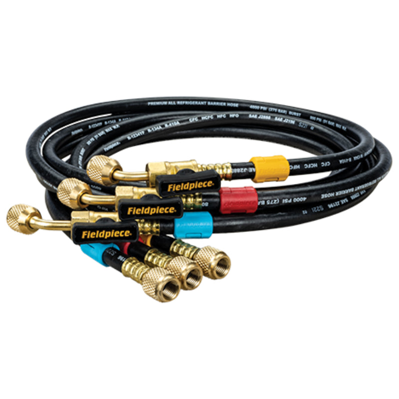 FIELDPIECE - HR3BM: 3 x Combination Premium Black Refrigerant Hoses [1.5mtr] 2X 5/16 with Ball Valves