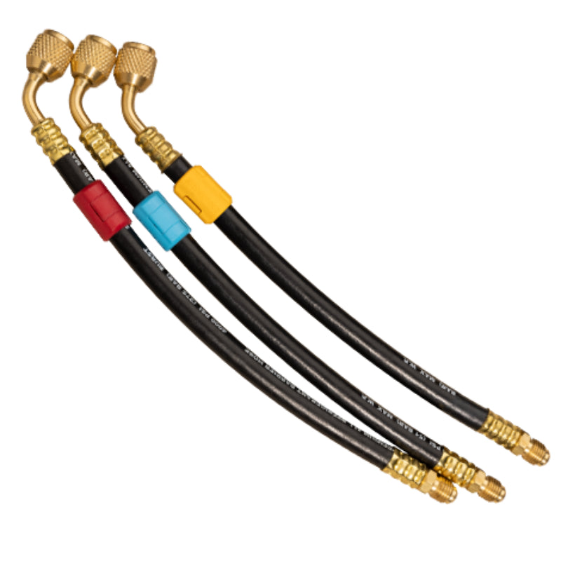 FIELDPIECE - HR3X: Premium Extension Black Hose Set of 3 [200mm Length] with 1/4" Fittings